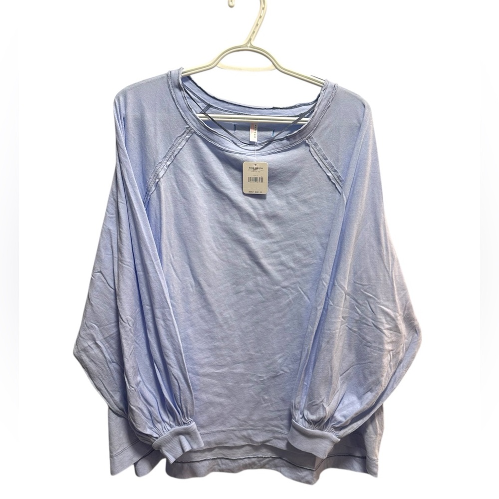 NWT Free People baby blue long sleeve oversized shirt